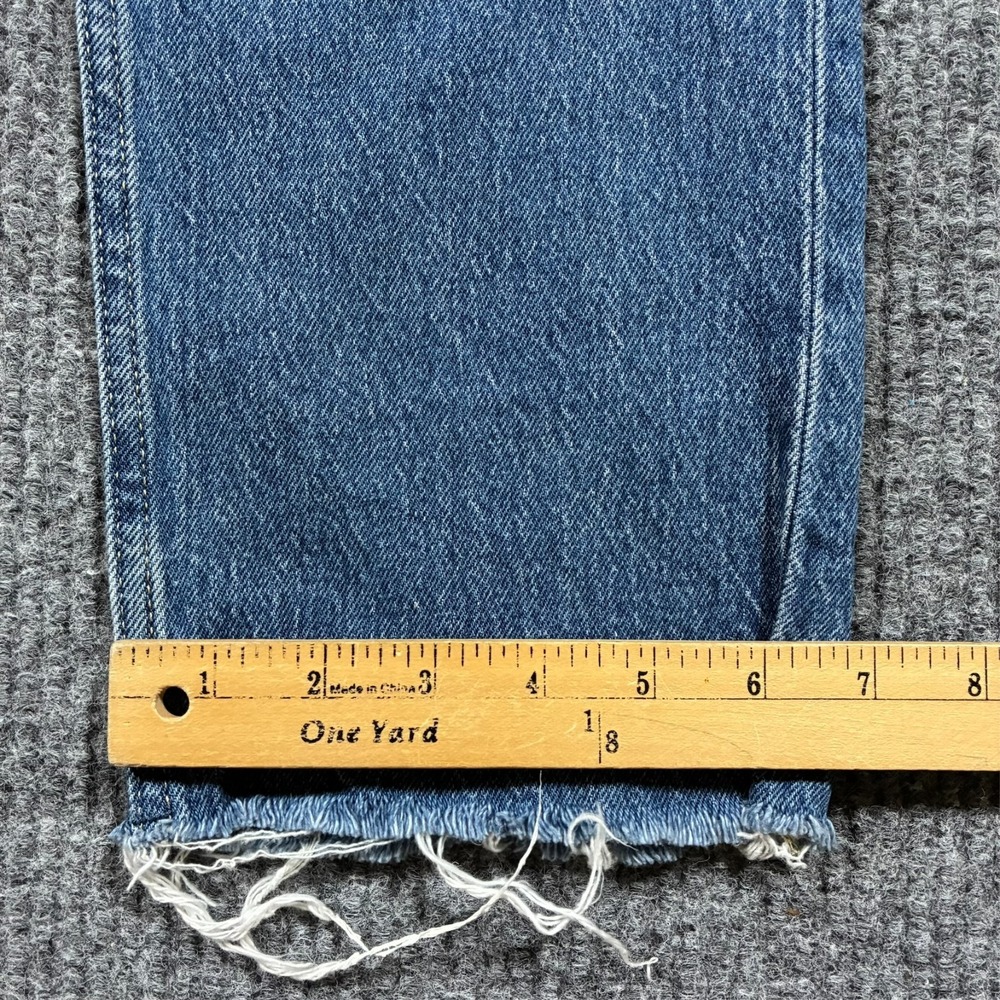 Free Assembly Womens Straight Jeans Size 6 Blue Distressed Denim Stretch Raw Hem - Picture 8 of 9